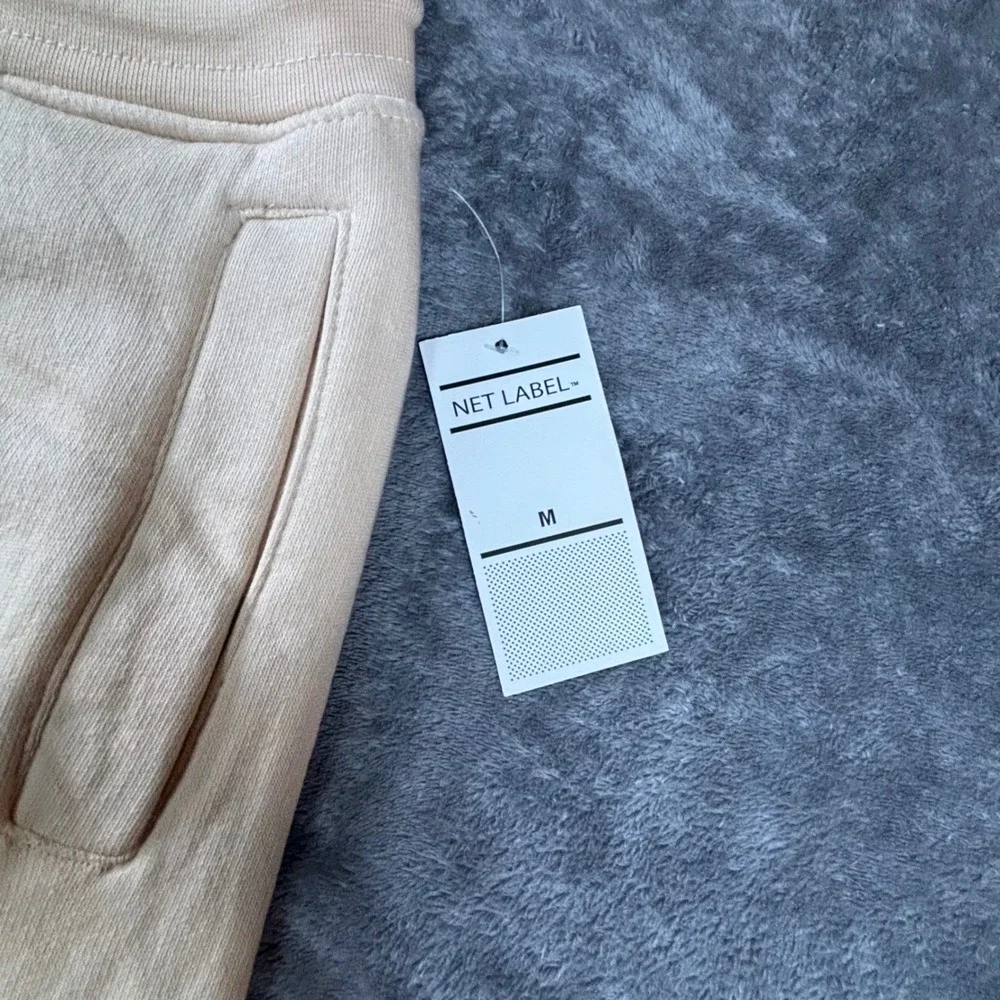 Net Label Mens Fleece Joggers Beige Tan Drawstring Sweatpants Size M NEW
